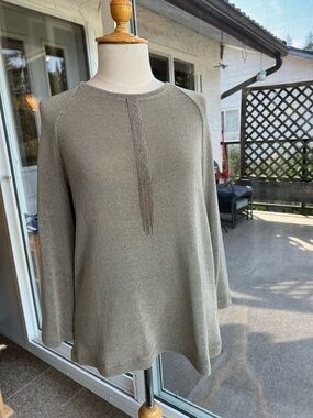 Riani Designer Fine Knit Chain Detail Sweater 10 Sage Feminine CBK Minimalist
